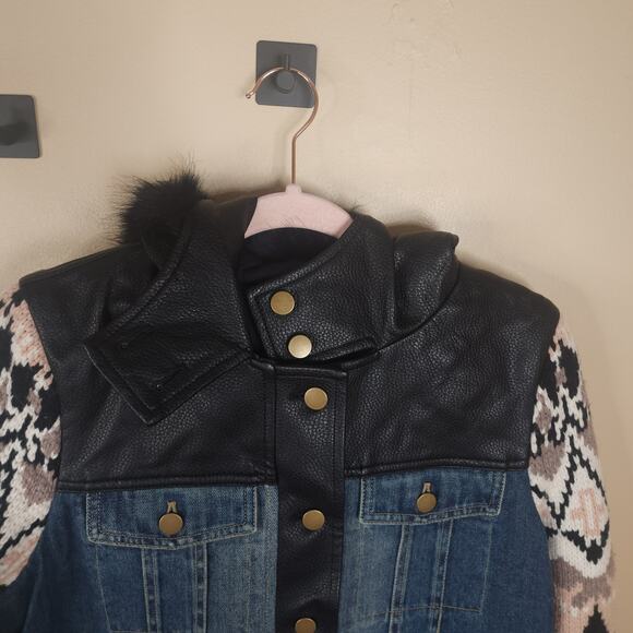 Yigal x AQUA Faux Fur-Trim Mixed Media Coat Size S - Picture 5 of 9